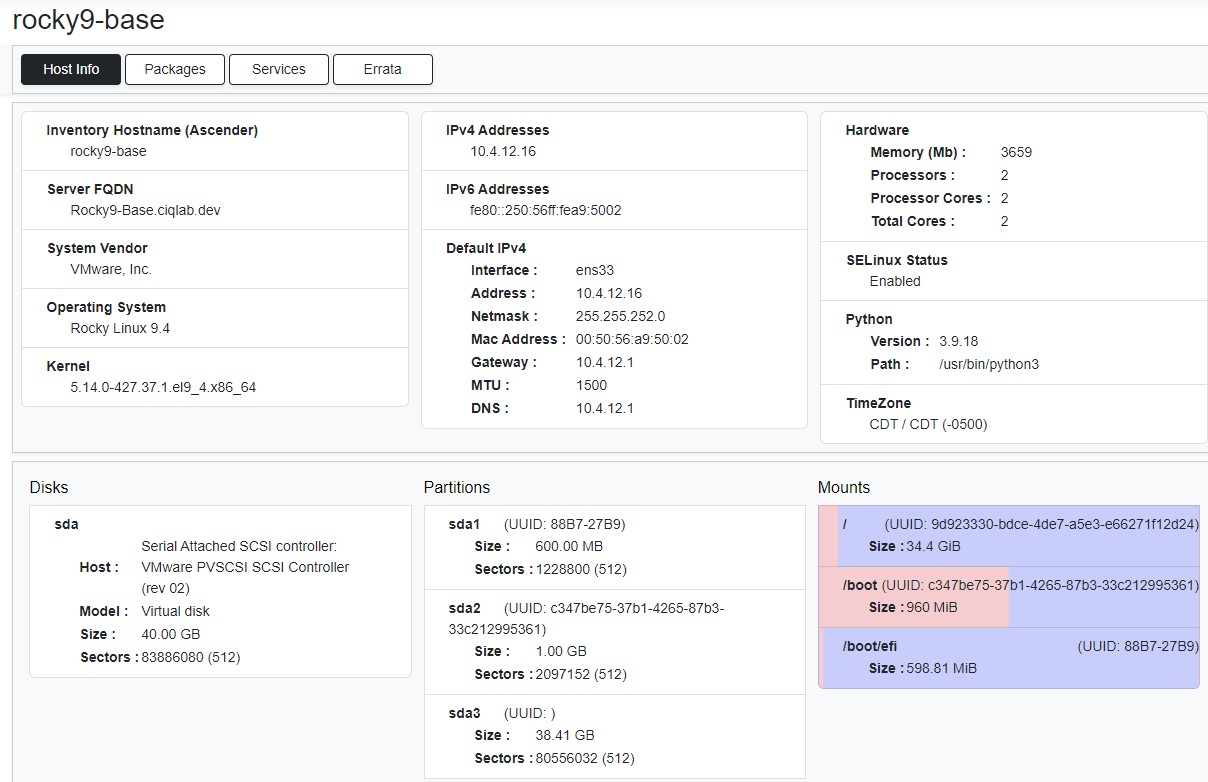 Individual Host Screen