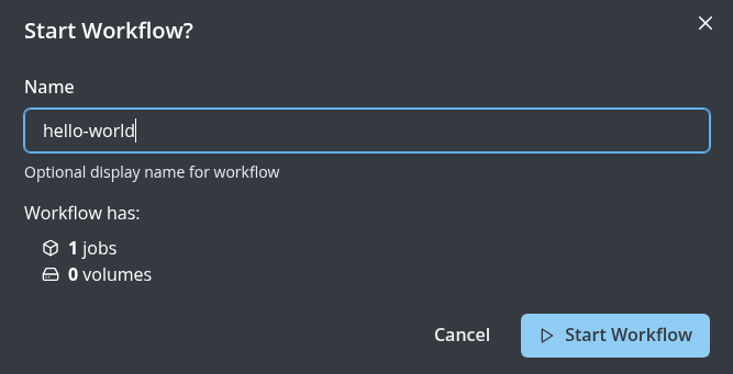 Hello, world template workflow name prompt