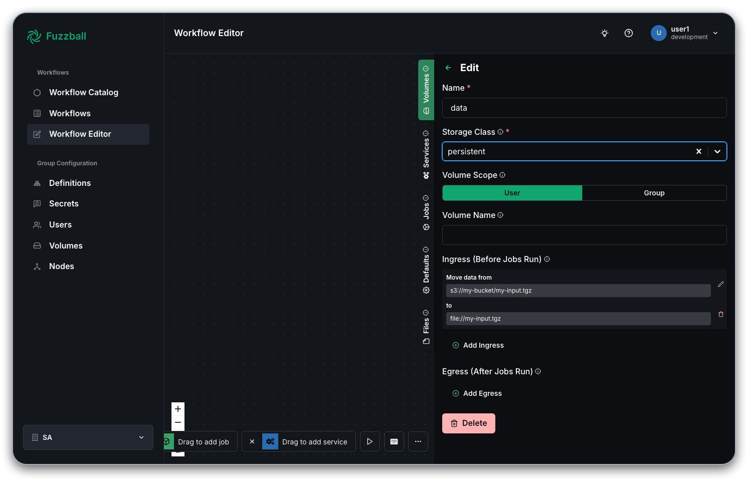 Save volume configuration