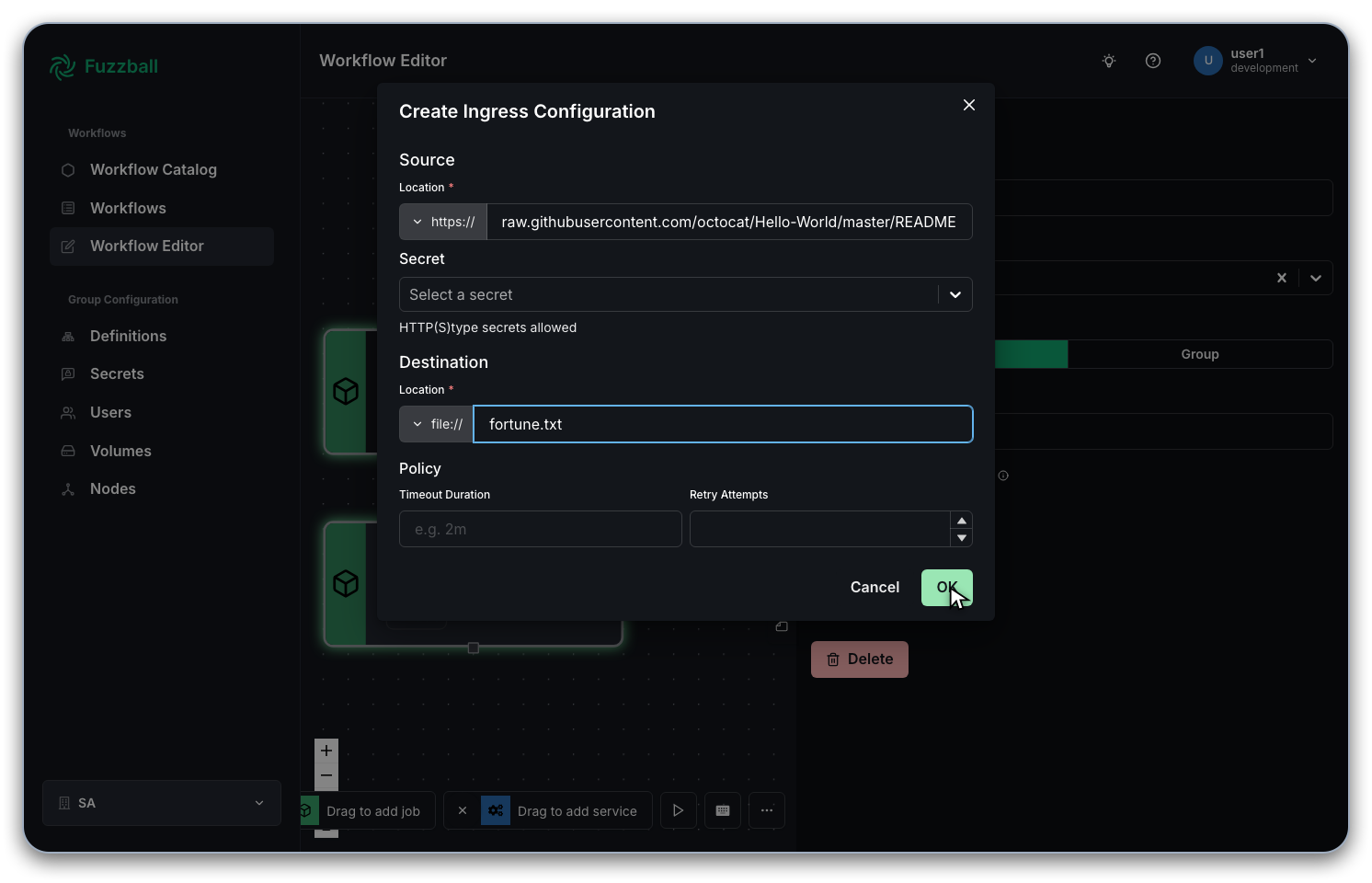 configuring ingress from github