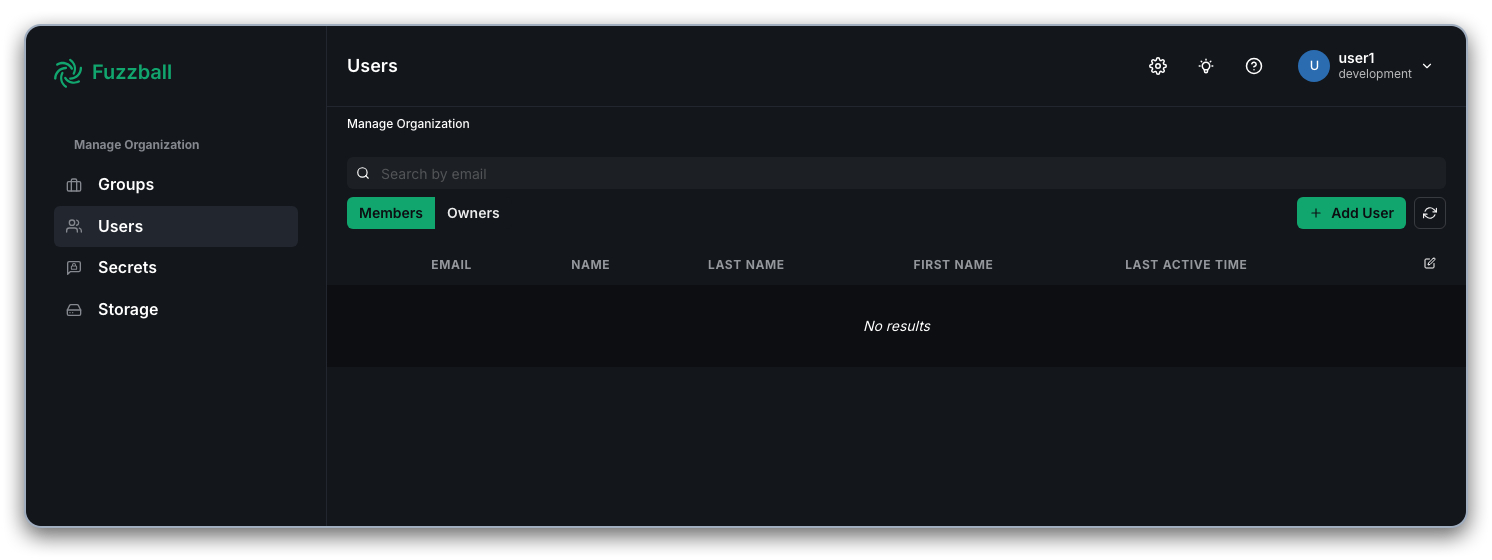 Users section