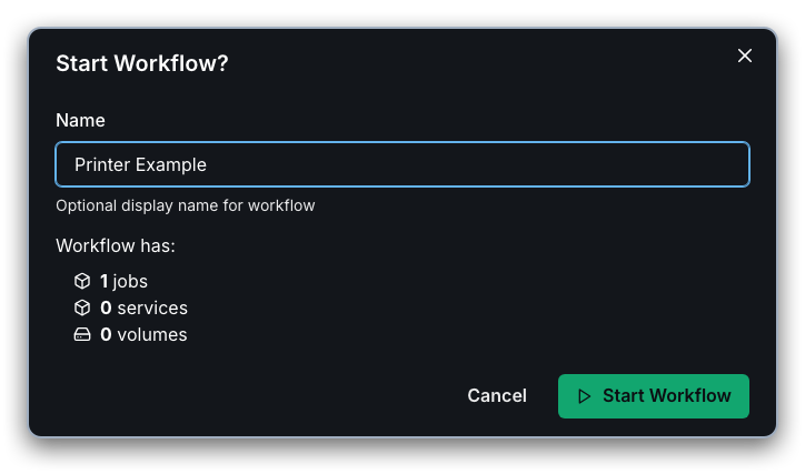 Printer example template workflow name prompt