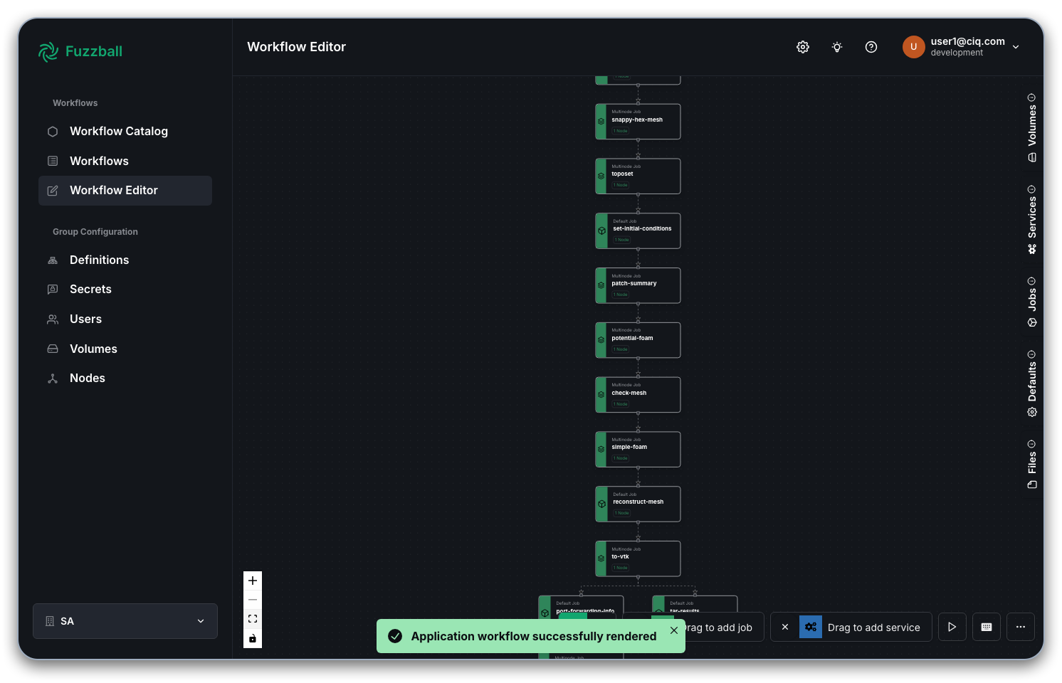 Fuzzball workflow catalog OpenFOAM editor