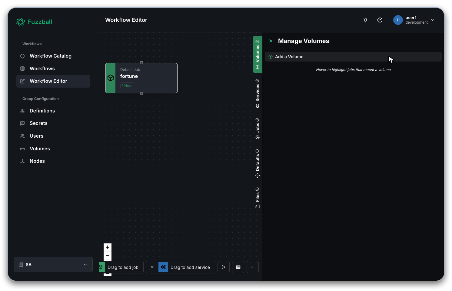 volumes tab on job config menu