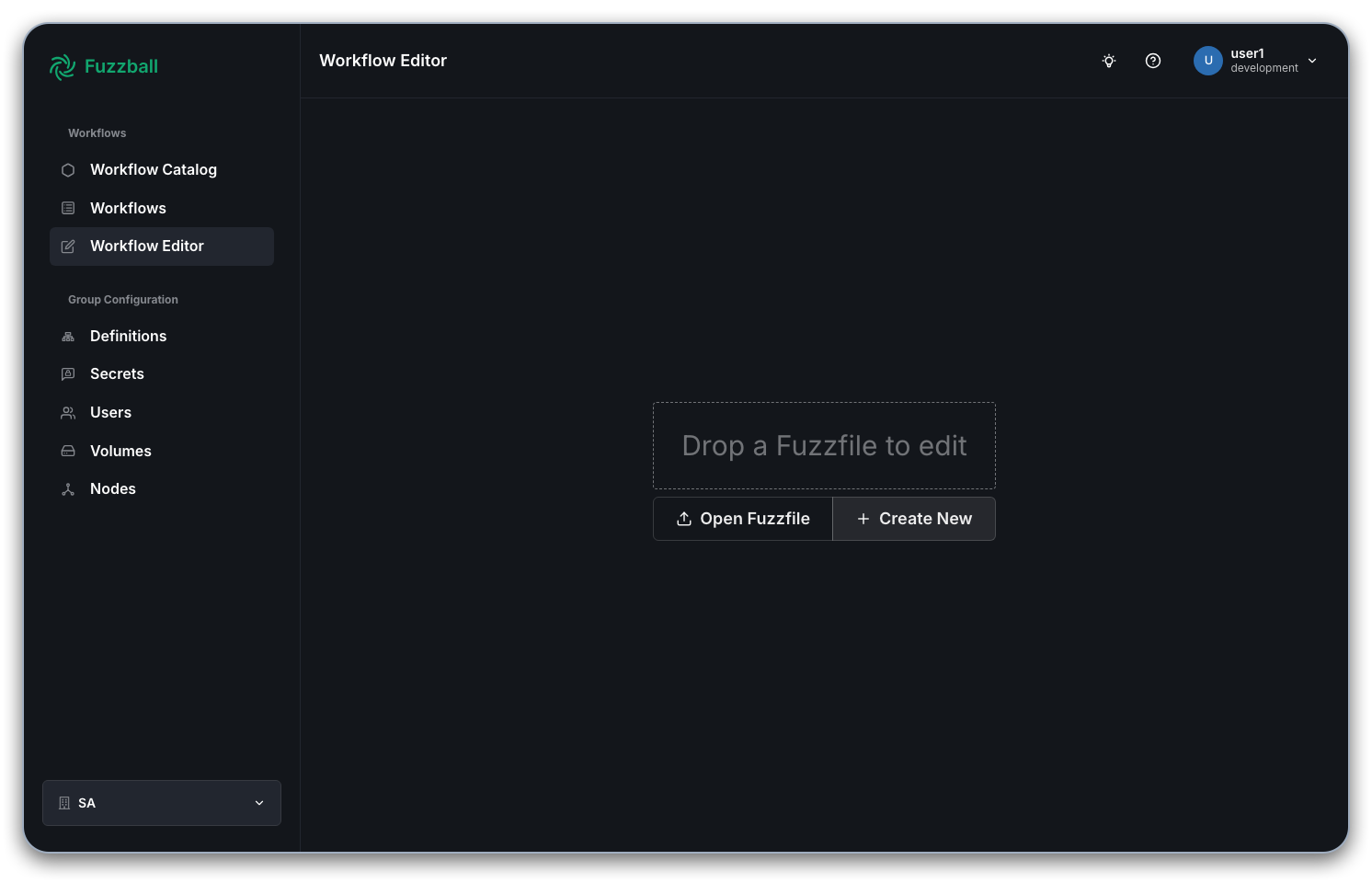 image of workflow editor starting screen