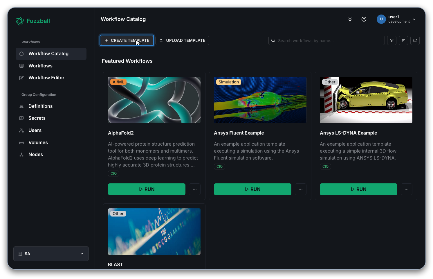 Select the Create Template option