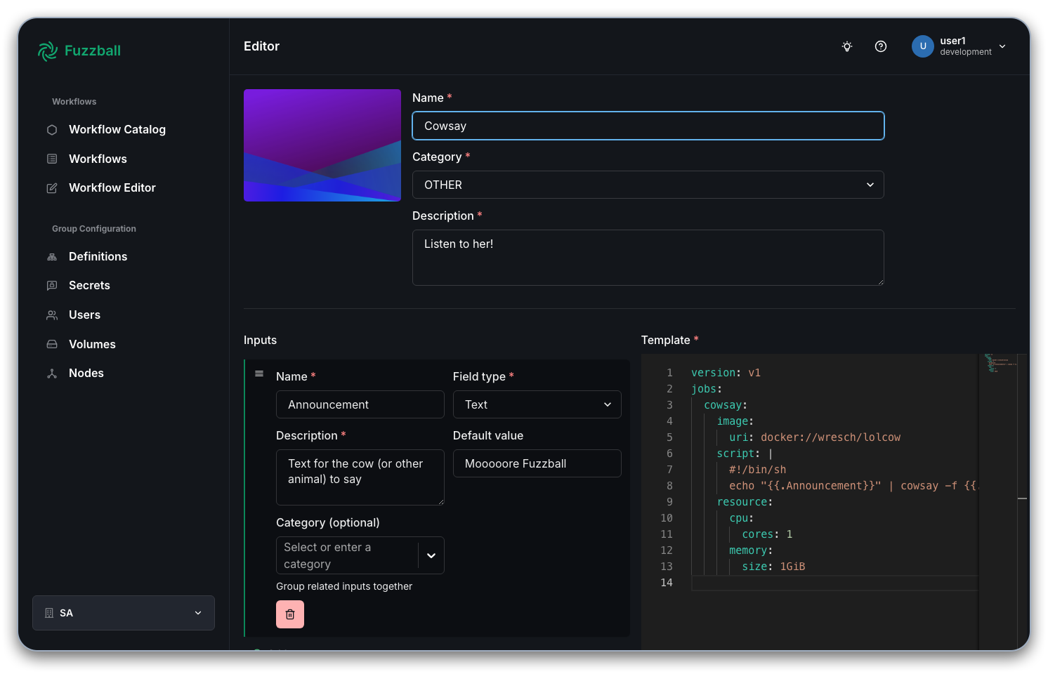 View the completed workflow catalog template