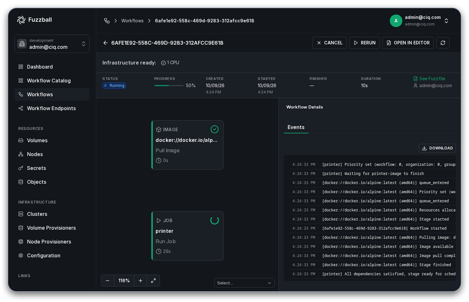 Printer start workflow from catalog
