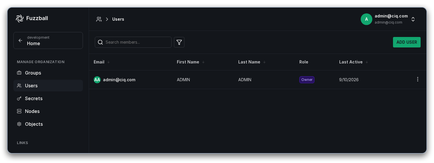 Users section