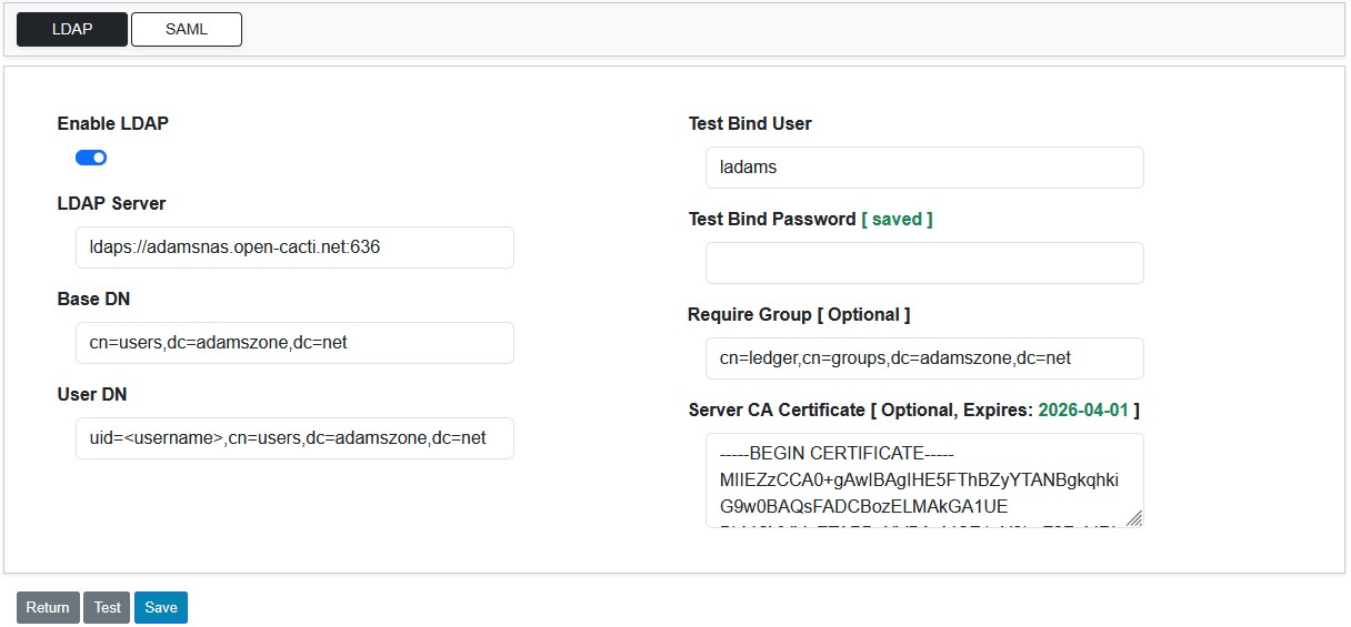 Admin Settings Authentication